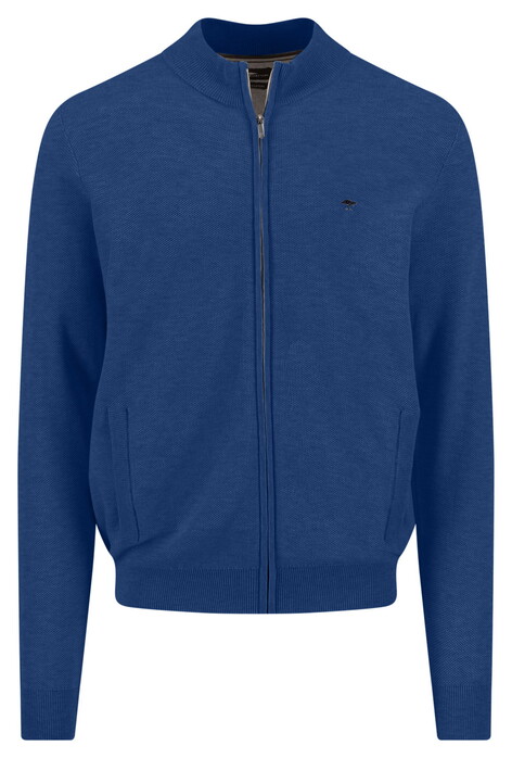 Fynch-Hatton Full Zip Cotton Structure Vest Harbor Blue