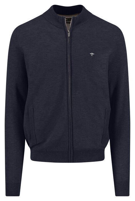 Fynch-Hatton Full Zip Cotton Structure Vest Navy