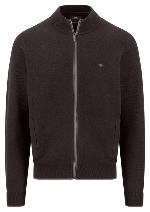Fynch-Hatton Full Zip Structure Knit Vest Soil