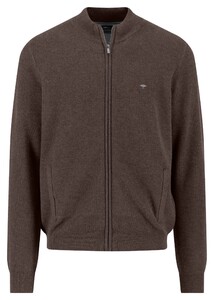 Fynch-Hatton Fullzip Subtle Texture Cotton Vest Earth