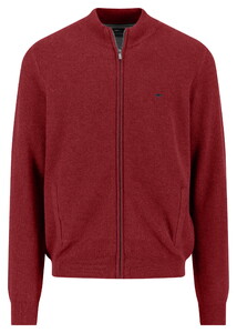 Fynch-Hatton Fullzip Subtle Texture Cotton Vest Garnet Red
