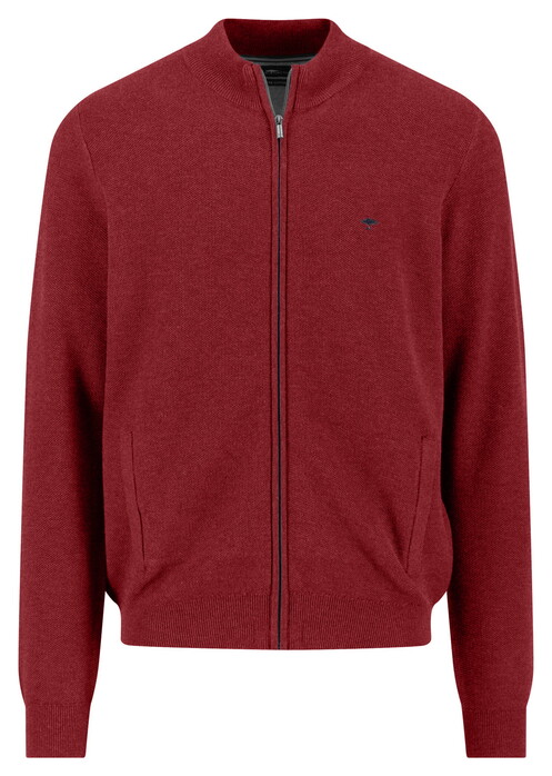 Fynch-Hatton Fullzip Subtle Texture Cotton Vest Garnet Red