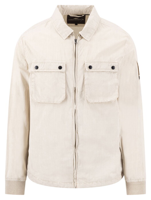 Fynch-Hatton Garment Dyed Solid Color Overshirt Cement