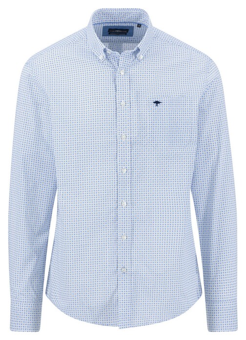 Fynch-Hatton Graphic Allover Mini Stars Pattern Overhemd Crystal Blue