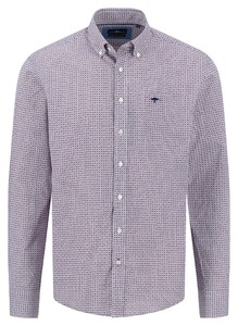 Fynch-Hatton Graphic Allover Mini Waves Pattern Overhemd Berry-Blue