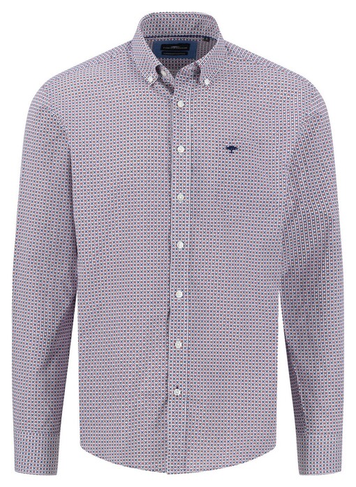 Fynch-Hatton Graphic Allover Mini Waves Pattern Overhemd Berry-Blue