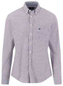 Fynch-Hatton Graphic Mini Flower Pattern Overhemd Grape-Blue