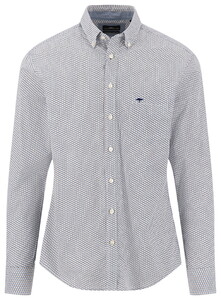 Fynch-Hatton Graphic Mini Flower Pattern Overhemd Taupe-Blue
