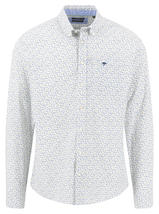 Fynch-Hatton Graphic Pattern Superfine Cotton Overhemd Avocado