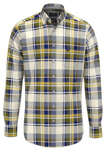 Fynch-Hatton Heritage Oxford Multi Check Overhemd Curry-Blue