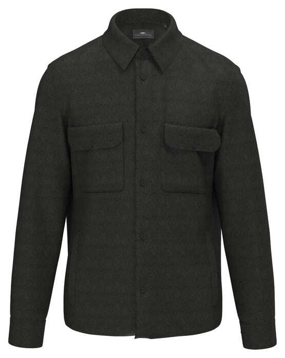 Fynch-Hatton Herrinbone Linnen Cotton Overshirt Donker Khaki