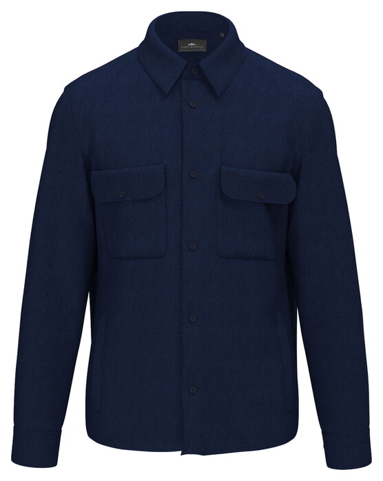 Fynch-Hatton Herrinbone Linnen Cotton Overshirt Navy