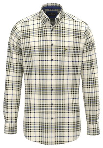 Fynch-Hatton Herringbone Check Button-Down Overhemd Moss