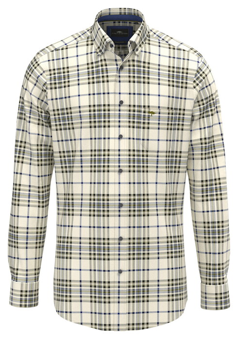 Fynch-Hatton Herringbone Check Button-Down Overhemd Moss