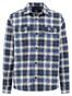 Fynch-Hatton Herringbone Check Pattern Overshirt Harbor Blue
