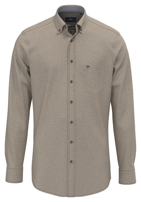 Fynch-Hatton Herringbone Flanel Button-Down Overhemd Dark Chocolate
