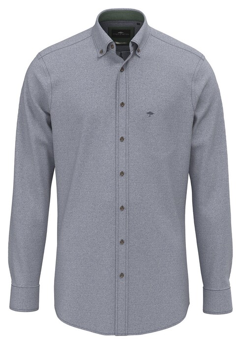 Fynch-Hatton Herringbone Flanel Button-Down Overhemd Navy