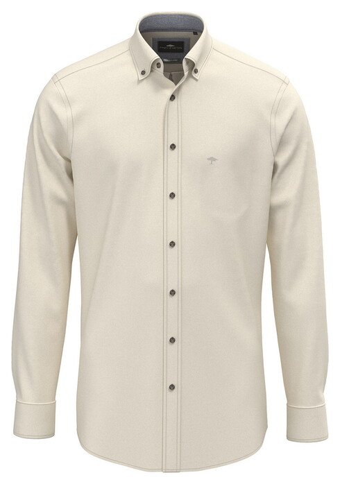 Fynch-Hatton Herringbone Flannel Button-Down Shirt Beige