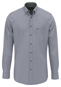 Fynch-Hatton Herringbone Flannel Button-Down Shirt Navy