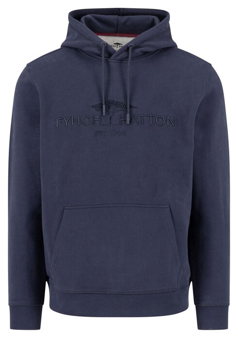 Fynch-Hatton Hoodie Sweat Front Logo Trui Navy