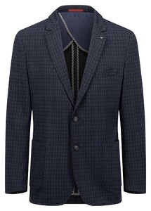 Fynch-Hatton Houndstooth Jersey Pattern Blazer Dark Navy