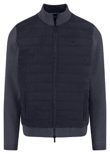 Fynch-Hatton Hybrid Suede Look Fabric Cardigan Navy