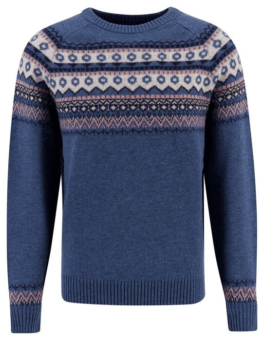 Fynch-Hatton Jacquard Fantasy Ronde Hals Trui Wave