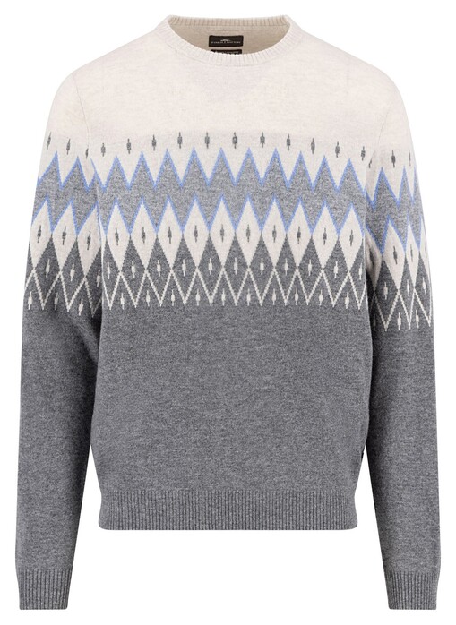 Fynch-Hatton Jacquard Merino Kasjmier Trui Steel-Multi