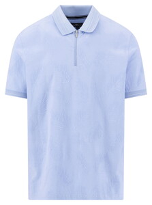 Fynch-Hatton Jacquard Subtle Leaves Zip Collar Polo New Breeze