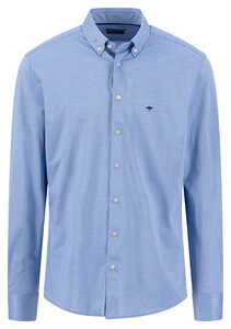 Fynch-Hatton Japanese Knit Button-Down Shirt Crystal Blue