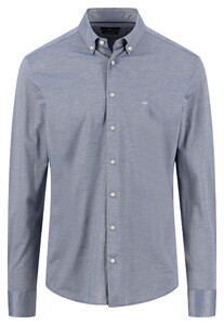 Fynch-Hatton Japanese Knit Button-Down Shirt Ink Blue