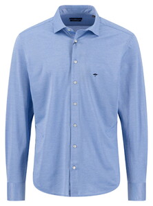 Fynch-Hatton Japanese Knit Mélange Shirt Crystal Blue