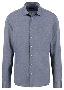 Fynch-Hatton Japanese Knit Mélange Shirt Ink Blue