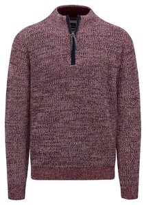 Fynch-Hatton Knit Troyer Zip Mouliné Trui Ruby Red