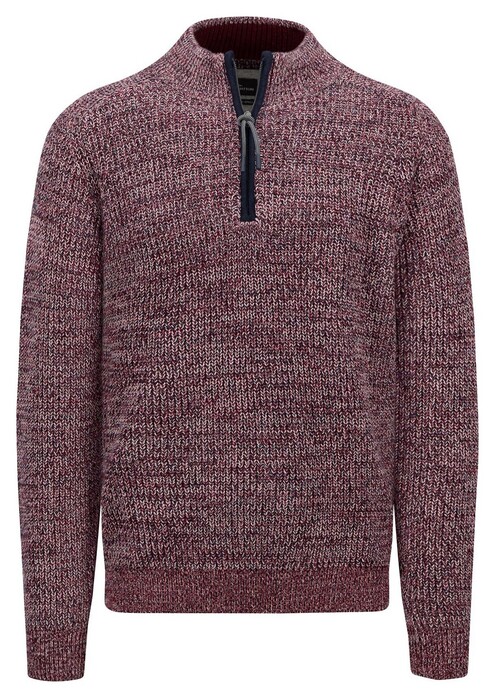 Fynch-Hatton Knit Troyer Zip Mouliné Trui Ruby Red
