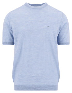 Fynch-Hatton Knitted Merino Wool Round Neck Short Sleeve T-Shirt Air Blue