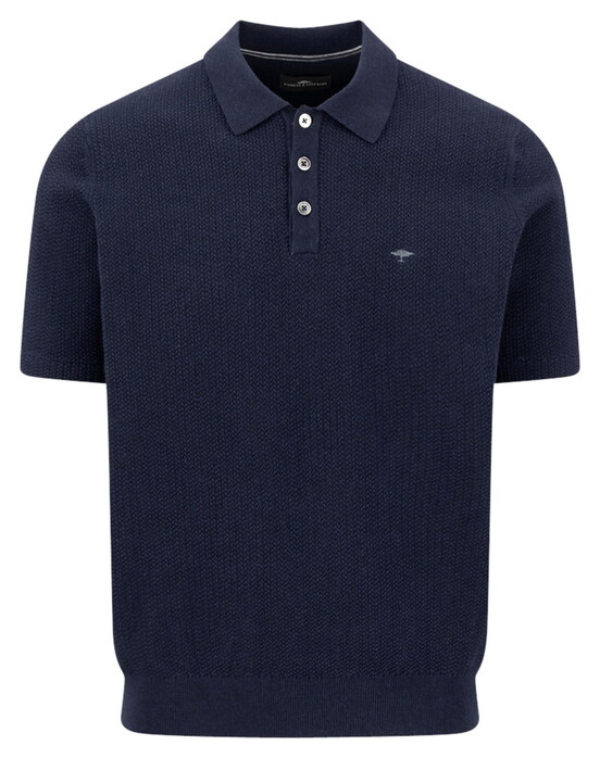 Fynch-Hatton Knitted Structure Cotton Blend Polo Navy