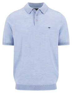 Fynch-Hatton Knitted Uni Color Merino Poloshirt Air Blue