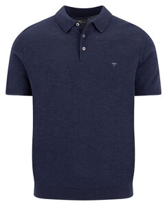 Fynch-Hatton Knitted Uni Color Merino Poloshirt Navy