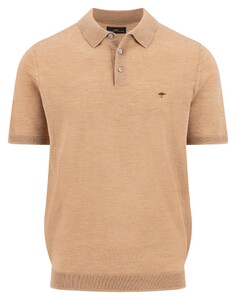 Fynch-Hatton Knitted Uni Color Merino Poloshirt Taupe