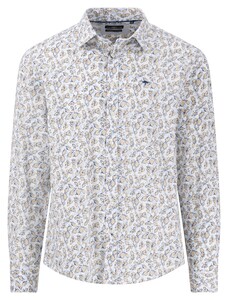 Fynch-Hatton Leaves Pattern Subtle Structure Supersoft Cotton Shirt Sand