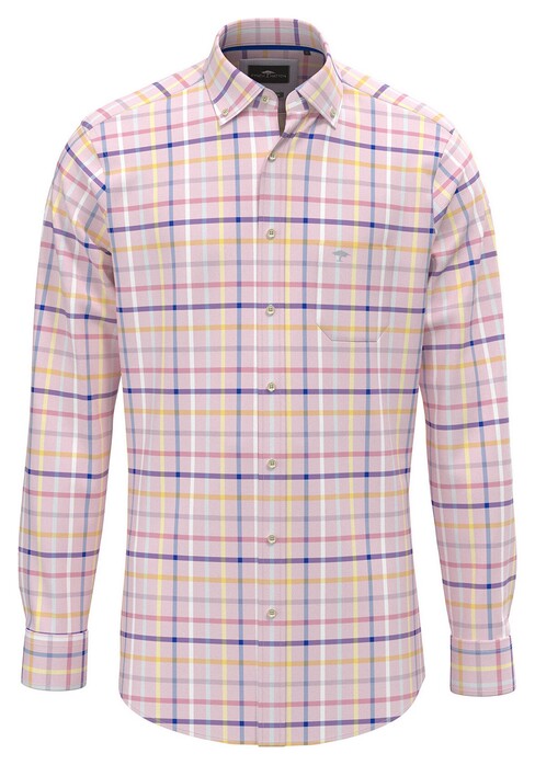 Fynch-Hatton Light Oxford Check Button-Down Overhemd Peony-Multi