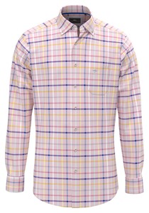 Fynch-Hatton Light Oxford Check Button-Down Shirt Peony-Multi
