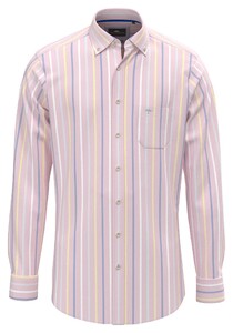 Fynch-Hatton Light Oxford Stripes Button-Down Overhemd Peony-Multi