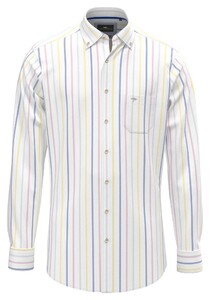 Fynch-Hatton Light Oxford Stripes Button-Down Overhemd Wit-Multi