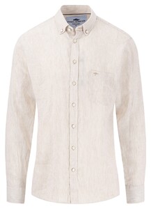 Fynch-Hatton Linen Fine Stripe Button-Down Shirt Sand