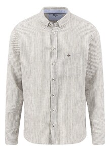 Fynch-Hatton Linen Stripe Long Sleeve Overhemd Donker Khaki