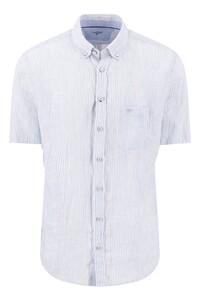 Fynch-Hatton Linen Stripe Short Sleeve Button-Down Overhemd New Breeze