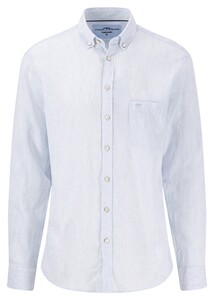 Fynch-Hatton Linnen Fine Stripe Button-Down Overhemd Summer Breeze