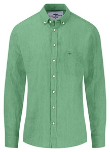 Fynch-Hatton Linnen Fine Stripe Button-Down Overhemd Turf Green